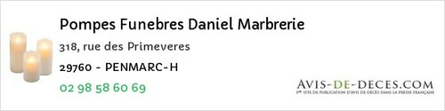 Avis de décès - Arzano - Pompes Funebres Daniel Marbrerie