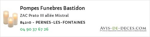Avis de décès - Châteauneuf-de-Gadagne - Pompes Funebres Bastidon