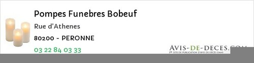Avis de décès - Belloy-en-Santerre - Pompes Funebres Bobeuf