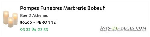 Avis de décès - Marcelcave - Pompes Funebres Marbrerie Bobeuf