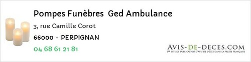 Avis de décès - Saint-Laurent-de-la-Salanque - Pompes Funèbres Ged Ambulance