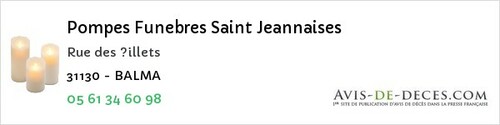 Avis de décès - Savarthès - Pompes Funebres Saint Jeannaises