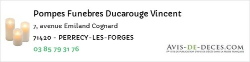 Avis de décès - Montagny-près-Louhans - Pompes Funebres Ducarouge Vincent