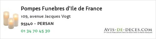 Avis de décès - Vauréal - Pompes Funebres d'Ile de France