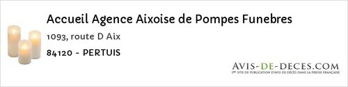 Avis de décès - Saint-Pierre-De-Vassols - Accueil Agence Aixoise de Pompes Funebres