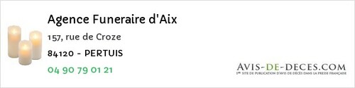 Avis de décès - Vacqueyras - Agence Funeraire d'Aix