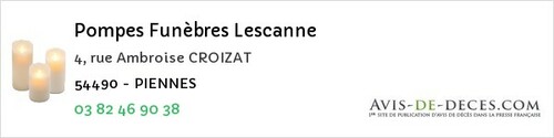 Avis de décès - Lay-Saint-Remy - Pompes Funèbres Lescanne
