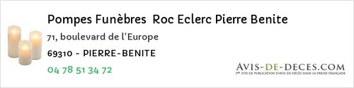 Avis de décès - Cercié - Pompes Funèbres Roc Eclerc Pierre Benite