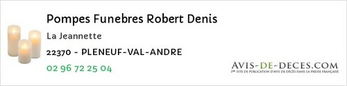 Avis de décès - Pléboulle - Pompes Funebres Robert Denis