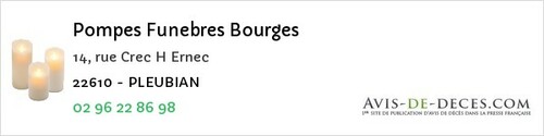 Avis de décès - Pluduno - Pompes Funebres Bourges