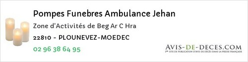 Avis de décès - Ploëzal - Pompes Funebres Ambulance Jehan