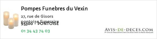 Avis de décès - Baillet-en-France - Pompes Funebres du Vexin