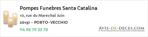 Avis de décès - Cauro - Pompes Funebres Santa Catalina