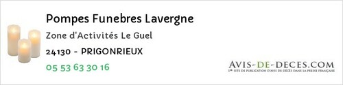 Avis de décès - La Roque-Gageac - Pompes Funebres Lavergne