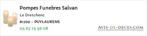Avis de décès - Saint-Salvy-De-La-Balme - Pompes Funebres Salvan