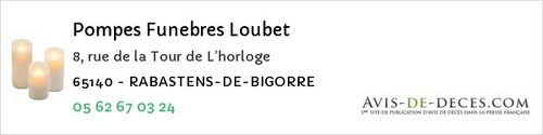 Avis de décès - La Barthe-De-Neste - Pompes Funebres Loubet