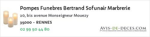 Avis de décès - Saint-Péran - Pompes Funebres Bertrand Sofunair Marbrerie