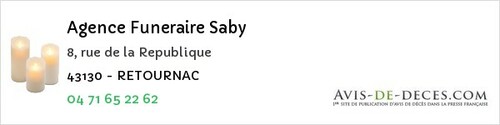Avis de décès - Salettes - Agence Funeraire Saby