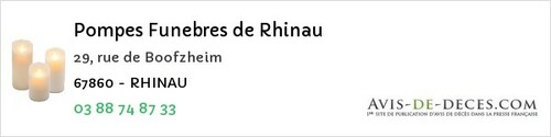 Avis de décès - Hindisheim - Pompes Funebres de Rhinau