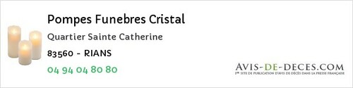 Avis de décès - Roquebrune-sur-Argens - Pompes Funebres Cristal