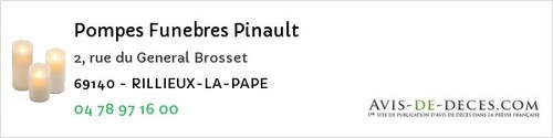 Avis de décès - Décines-Charpieu - Pompes Funebres Pinault