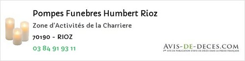 Avis de décès - Varennes-sur-Amance - Pompes Funebres Humbert Rioz