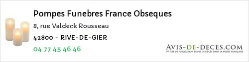 Avis de décès - Farnay - Pompes Funebres France Obseques