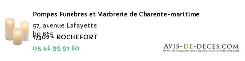 Avis de décès - Tesson - Pompes Funebres et Marbrerie de Charente-maritime