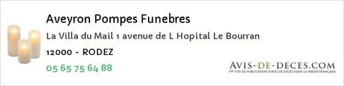 Avis de décès - La Bastide-Solages - Aveyron Pompes Funebres