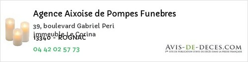 Avis de décès - Châteaurenard - Agence Aixoise de Pompes Funebres
