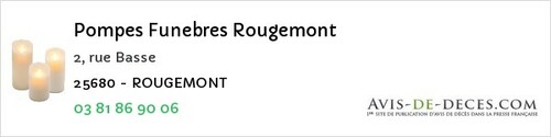 Avis de décès - Charquemont - Pompes Funebres Rougemont
