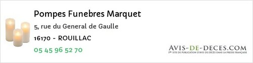 Avis de décès - Asnières-sur-Nouère - Pompes Funebres Marquet
