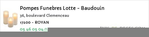 Avis de décès - Saint-Xandre - Pompes Funebres Lotte - Baudouin