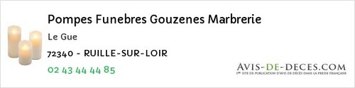 Avis de décès - Marigné-Laillé - Pompes Funebres Gouzenes Marbrerie