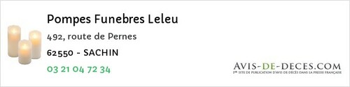 Avis de décès - Courcelles-lès-Lens - Pompes Funebres Leleu
