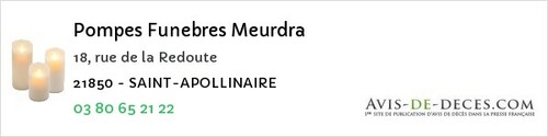 Avis de décès - Nod-sur-Seine - Pompes Funebres Meurdra