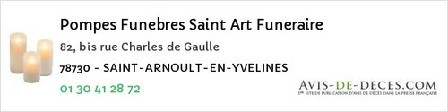 Avis de décès - Guyancourt - Pompes Funebres Saint Art Funeraire