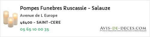 Avis de décès - Saint-Félix - Pompes Funebres Ruscassie - Salauze