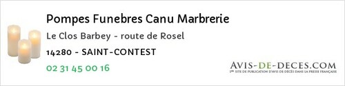 Avis de décès - Pont-D'ouilly - Pompes Funebres Canu Marbrerie