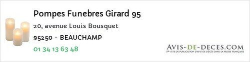 Avis de décès - Jouy-le-Moutier - Pompes Funebres Girard 95