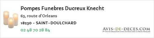 Avis de décès - Saint-Bouize - Pompes Funebres Ducreux Knecht