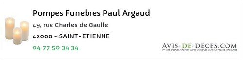 Avis de décès - Saint-Bonnet-Le-Courreau - Pompes Funebres Paul Argaud