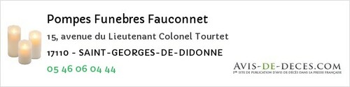 Avis de décès - Saint-André-De-Lidon - Pompes Funebres Fauconnet