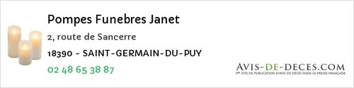 Avis de décès - Verdigny - Pompes Funebres Janet