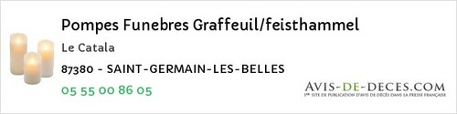 Avis de décès - Jabreilles-les-Bordes - Pompes Funebres Graffeuil/feisthammel