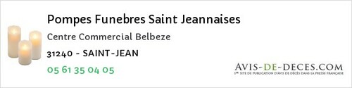 Avis de décès - Boussens - Pompes Funebres Saint Jeannaises