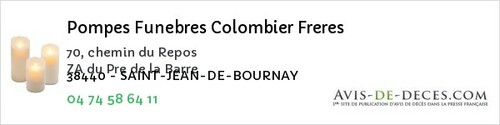 Avis de décès - Saint-Albin-De-Vaulserre - Pompes Funebres Colombier Freres
