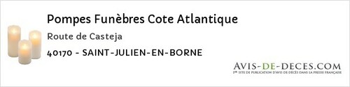 Avis de décès - Tercis-les-Bains - Pompes Funèbres Cote Atlantique