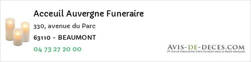 Avis de décès - Landogne - Acceuil Auvergne Funeraire