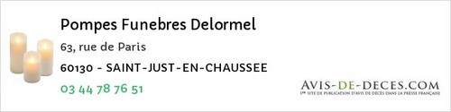 Avis de décès - Neuilly-en-Thelle - Pompes Funebres Delormel